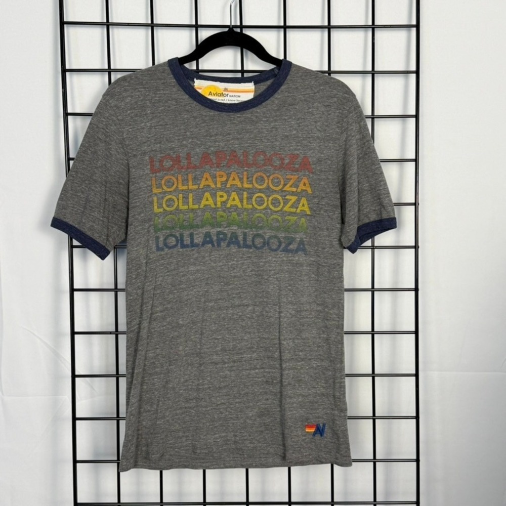 Aviator Nation 2017 Lollapalooza T-Shirt Mens Medium Grey Blink 182 Muse Killers